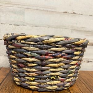 Vintage Handmade Folded Paper Basket